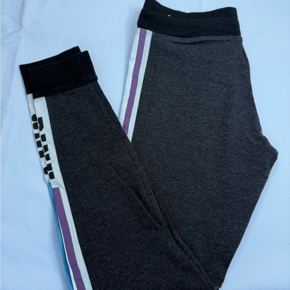 Victoria's Secret Black and Pink Track Pants with Stripe Design - Picture 2 of 6